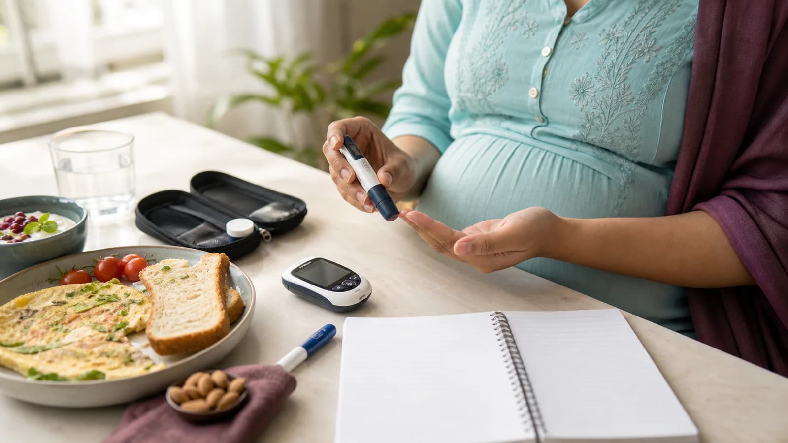 Illustrative gestational diabetes self-monitoring with a glucose meter