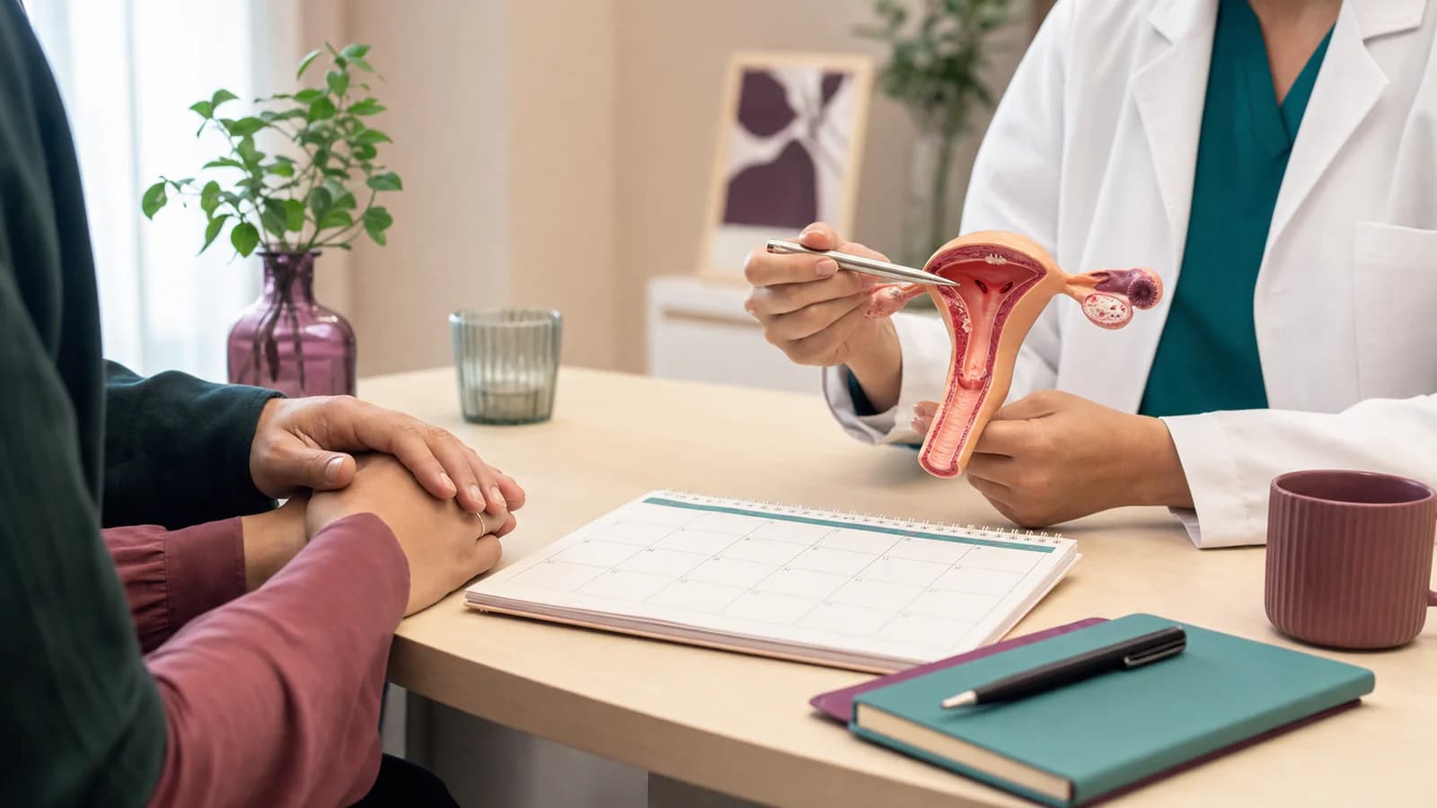 Illustrative PCOS and fertility consultation using an anatomical uterus model