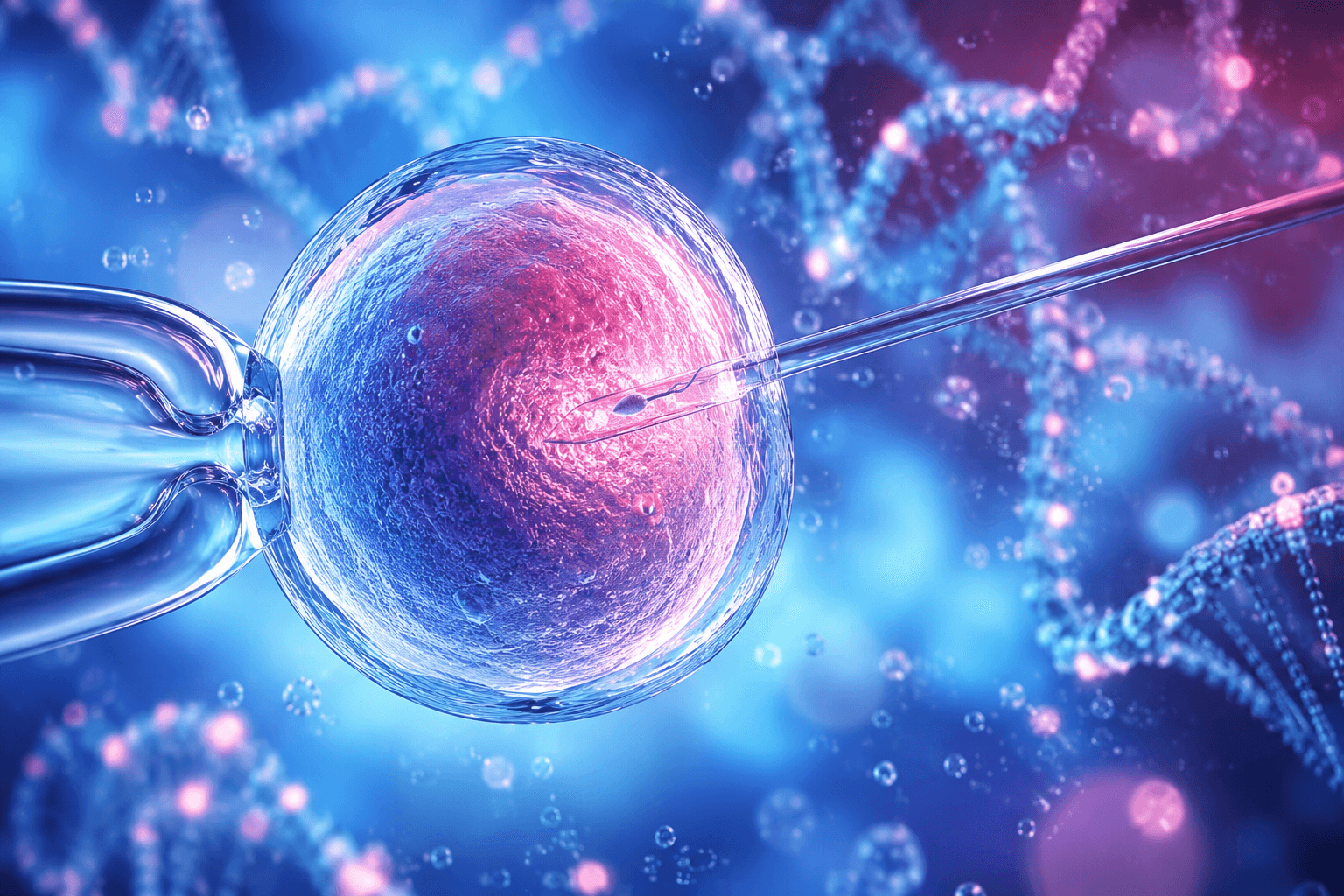 Illustration of a laboratory-assisted fertilization procedure